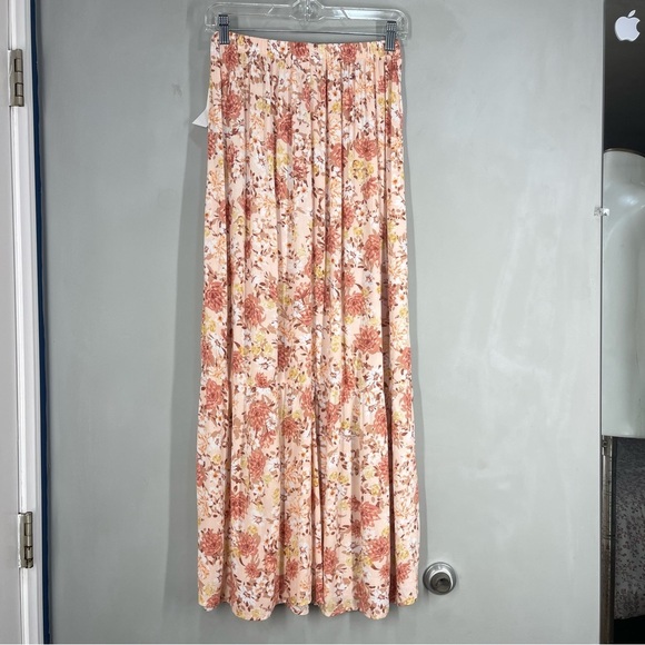 Hippie Floral Floral Boho Maxi Skirt Size XS Pink Rayon NWT - Picture 4 of 7